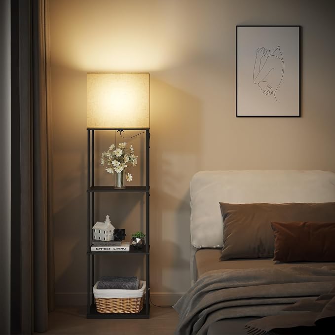 SUNMORY Large Size Floor Lamp with Shelves, Standing Lamps for Living Room