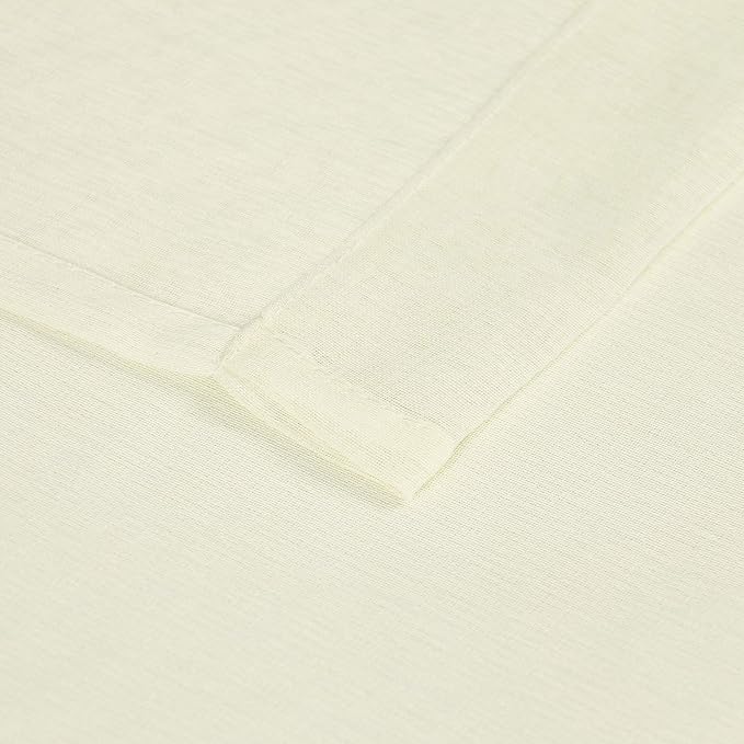 DWCN Ivory Sheer Curtains Linen Look Semi Transparent Voile Grommet Curtains for Living Room Bedroom Drapes 52 x 45 inch Length, Set of 2 Panels
