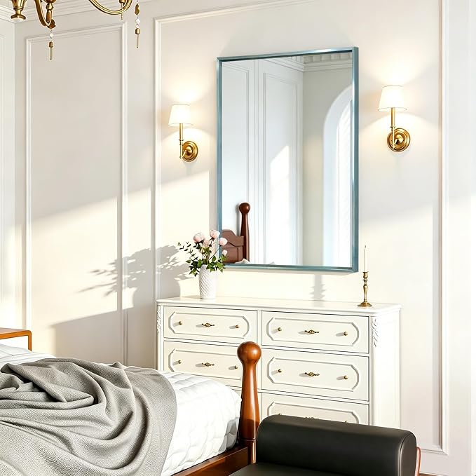 AAZZKANG Large Wall Mirror Decor Metal Framed Mirrors 26"x18" for Bedroom Bathroom Entryway Dressing Room Rectangle