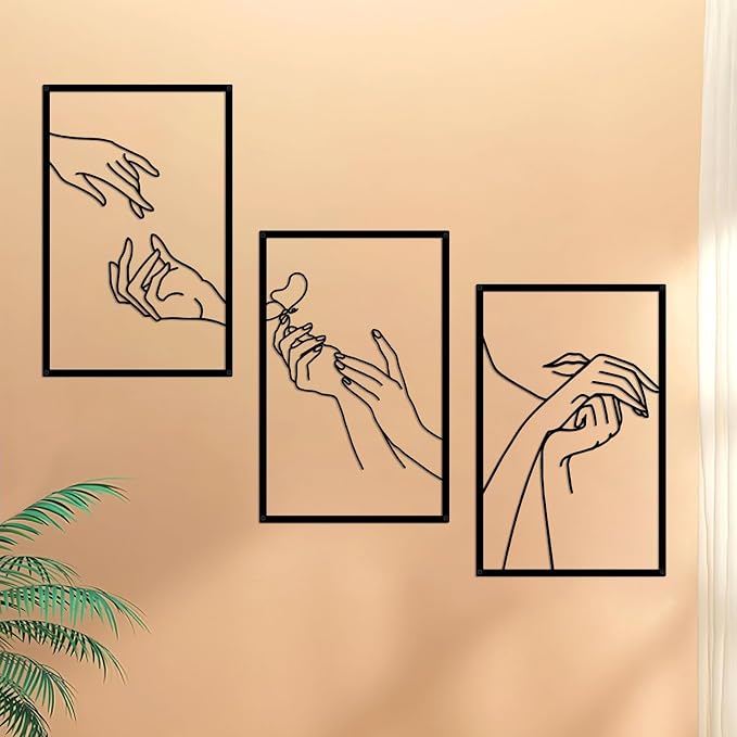 Resama Nail Room Wall Decor Nail Salon Wall Art and Accessories | Black Metal Space Decortionsfor Hand Body Care Store, Bathroon Bedroom Living Room Wall Hanging Sculptures Indoor