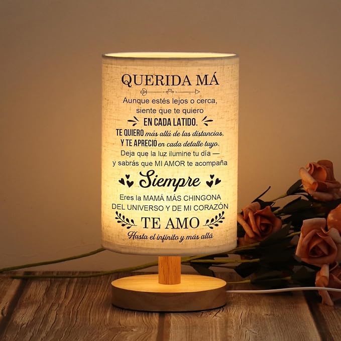 WSYEAR Mom Gifts in Spanish, Regalos para Mujer Table Lamp, Mom Birthday Gifts, Mother Gifts in Spanish from Daughter Son, Regalos De Navidad para Mujer