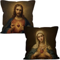 Catholic Sacred Heart of Jesus Immaculate Heart of Mary Throw Pillow Cover Gifts 18x18 Set of 2, Christian Virgin Mary Decor Pillow Cases for Bedroom, Religious Decorative Pillowcases