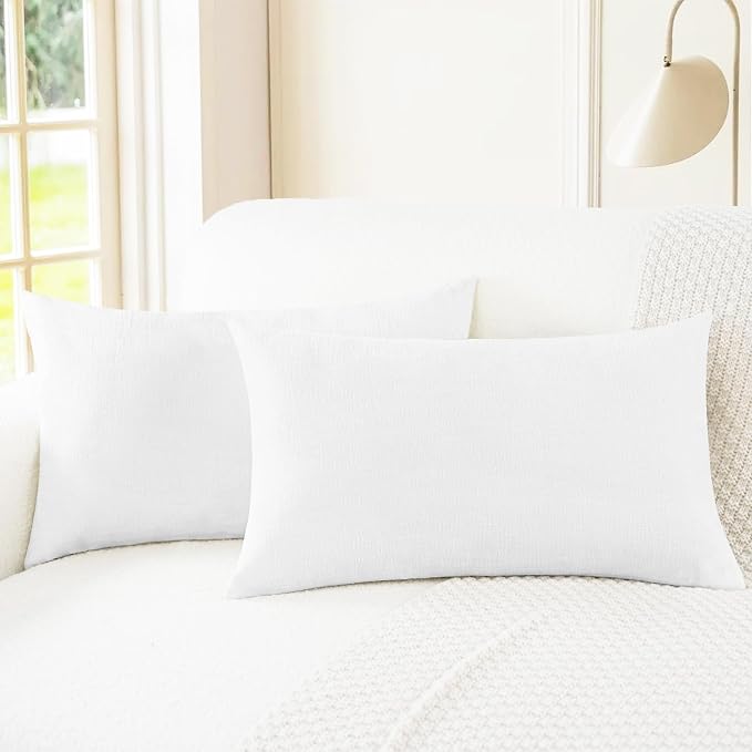 CaliTime Decorative Couch Throw Pillow Covers 26 X 16 Inches True White