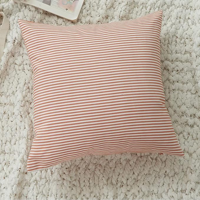 HOPLEE Orange Fall Farmhouse Pillow Covers 20x20 Orange Throw Pillow Covers Cushion Cover with Buffalo Plaid, Solid Orange, Striped and Gingham Plaid Design 20x20 inches,4 Pack