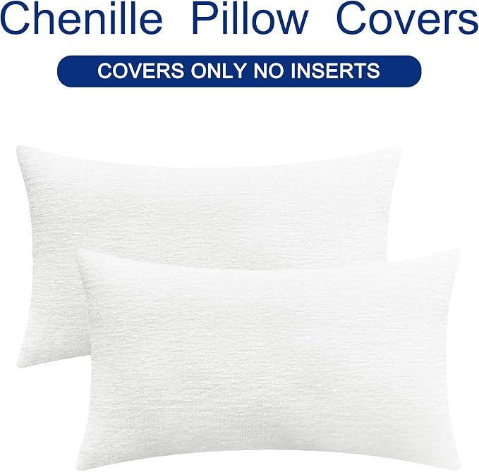 CaliTime Decorative Couch Throw Pillow Covers 20 X 12 Inches True White