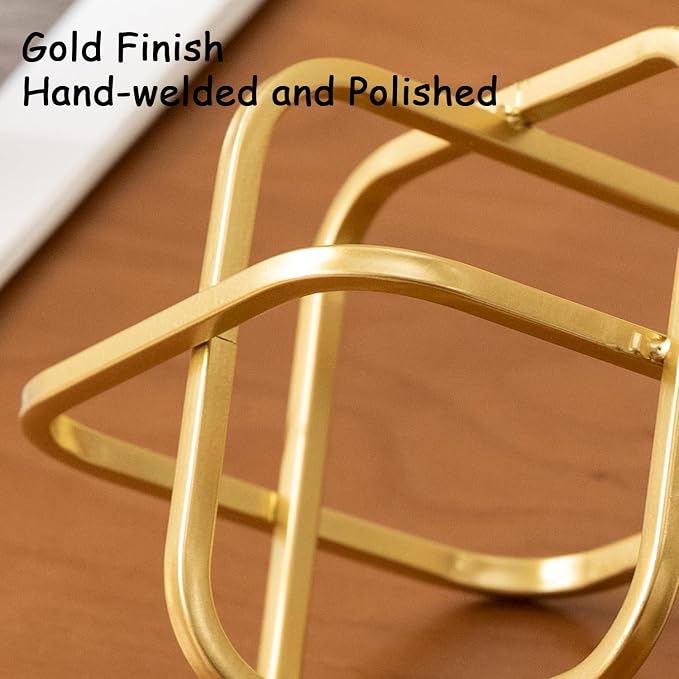 5.5" Gold Metal Geometric Sculpture, Modern Square Decorative Sphere