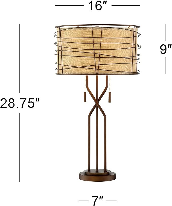 Marlowe 28 3/4" Tall Table Lamp Bronze Brown Modern Rustic Pull