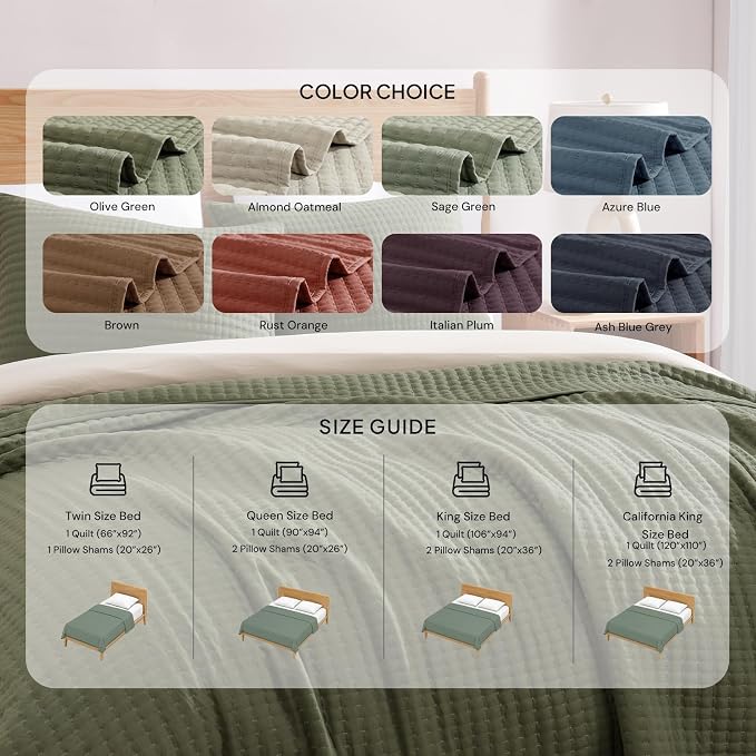 King Size Quilt-Lightweight Blue Grey Bedspreads King Quilt Bedding Set | Soft Coverlet with 2 Pillow Shams for All Seasons, Suitable for Bed, Couch, 3 Pieces, 106"x94"