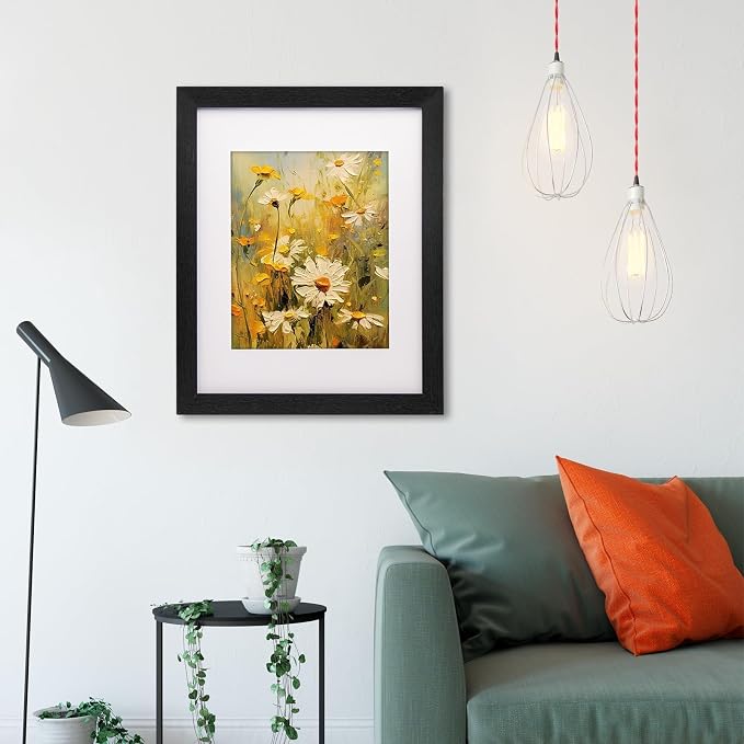 12x16 Picture Frame-Black,9x12 Mat,Tempered Glass,Engineered Wood