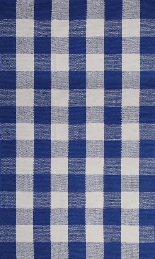 Buffalo Plaid Outdoor Rug 3x5 Ft Blue and White Checkered Area Rug Washable Doormats Indoor Outdoor Rugs for Layered Front Door Mats, Porch, Entryway, Kitchen, Farmhouse