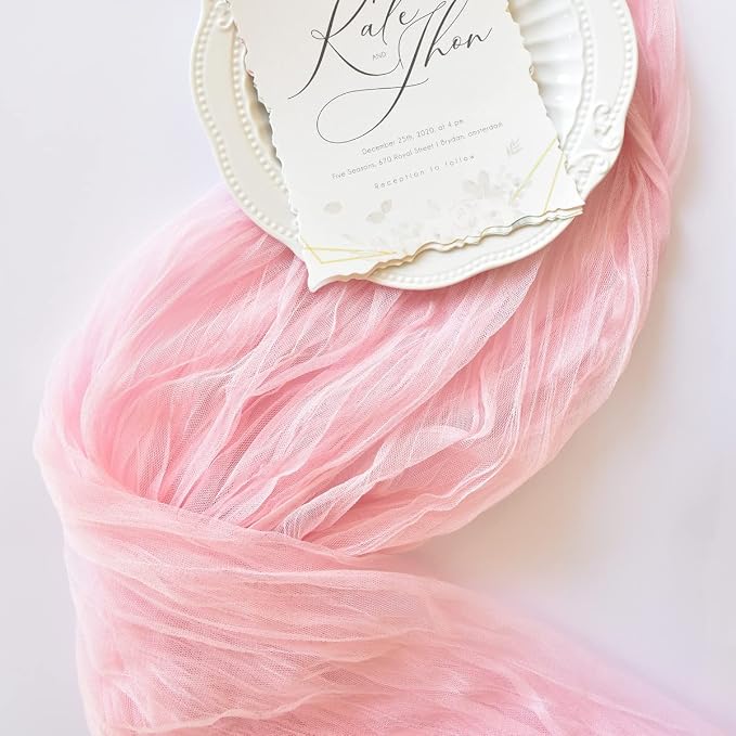 Pink Cheesecloth Table Runner Cheese Cloth Wedding Birthday Party Decor | 10Ft Rustic Boho Gauze Farmhouse Bridal Baby Shower Holiday Dining Tea Party Home Table Decorations Blushing Pink 4 Pack