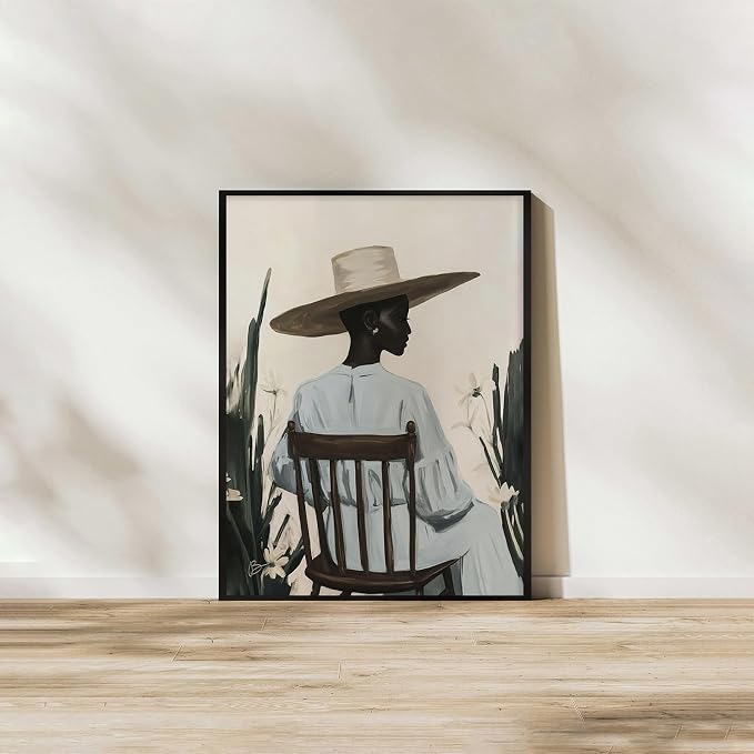 KAQNMY Black Woman Portrait Wall Art Trendy Girl Poster 16x20 Inch Unframed | Vintage African American Girl Poster Modern Cultural Wall Art Minimalist Modern Print for Apartment Living Room Bedroom Home
