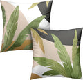 Tropical Green Leaves Throw Pillow Covers Set of 2 Palm Tree Cushion Cases Jungle Banana Leaves Pillow Case 24x24 for Sofa Bed Living Room