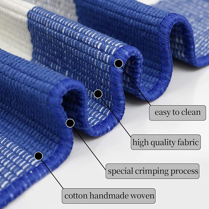 SEEKSEE Buffalo Plaid Outdoor Rug 3' x 5' Blue and White Front Door Mat, Layering Rug for Porch, Summer Doormat, Front Porch Rug for Outdoor Entrance Entryway Patio Porch Decor
