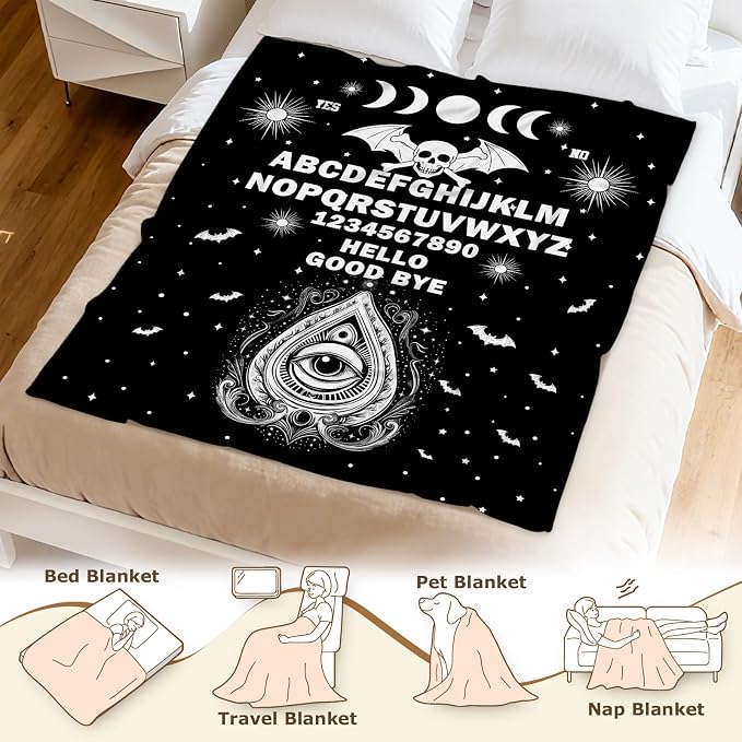 Aimego Evil Eye Throw Blanket Evil Eye Pattern Flannel Blanket Gifts for Women Men Evil Eye Decor for Couch Bedroom(50x60 Inch)