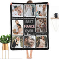 Gifts for Fiance Custom Blanket with Photo, Make a Personalized to My Lover Blankets with Picture, Customized Memories Souvenir Throws for Best Fiance Ever, 8 Collage Made in USA
