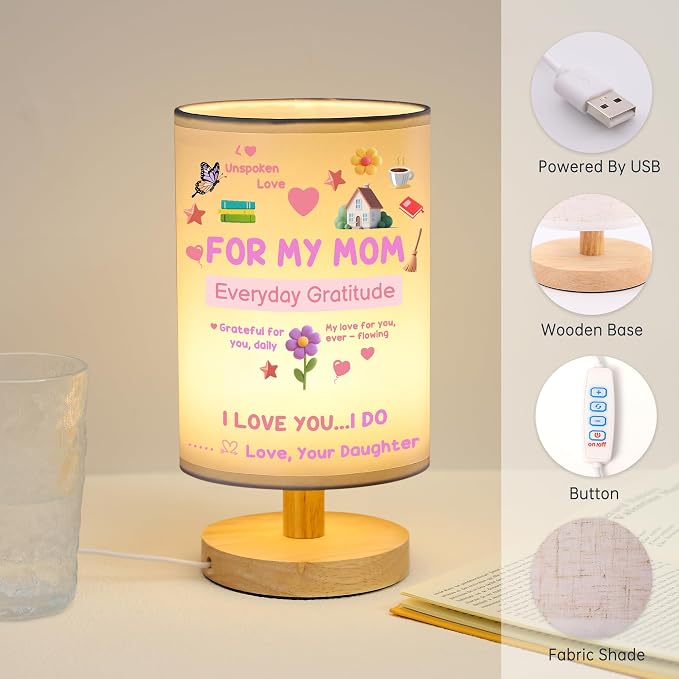 WSYEAR Custom Mom Birthday Gifts from Daughter Son, Gift Ideas for Mom Grandma Mama Nana from Kids Grandkids,Beautiful Mother Lamp Gifts for Home Decoration