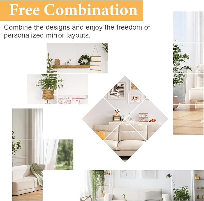18x18 in Acrylic Mirror Sheet for Wall, 2.5mm Plastic Wall Mirror | Non Glass Body Mirror Tile with Adhesive Tapes, Modern Decorative Square Wall Mirror for Bathroom Bedroom Home Gym Door Decor