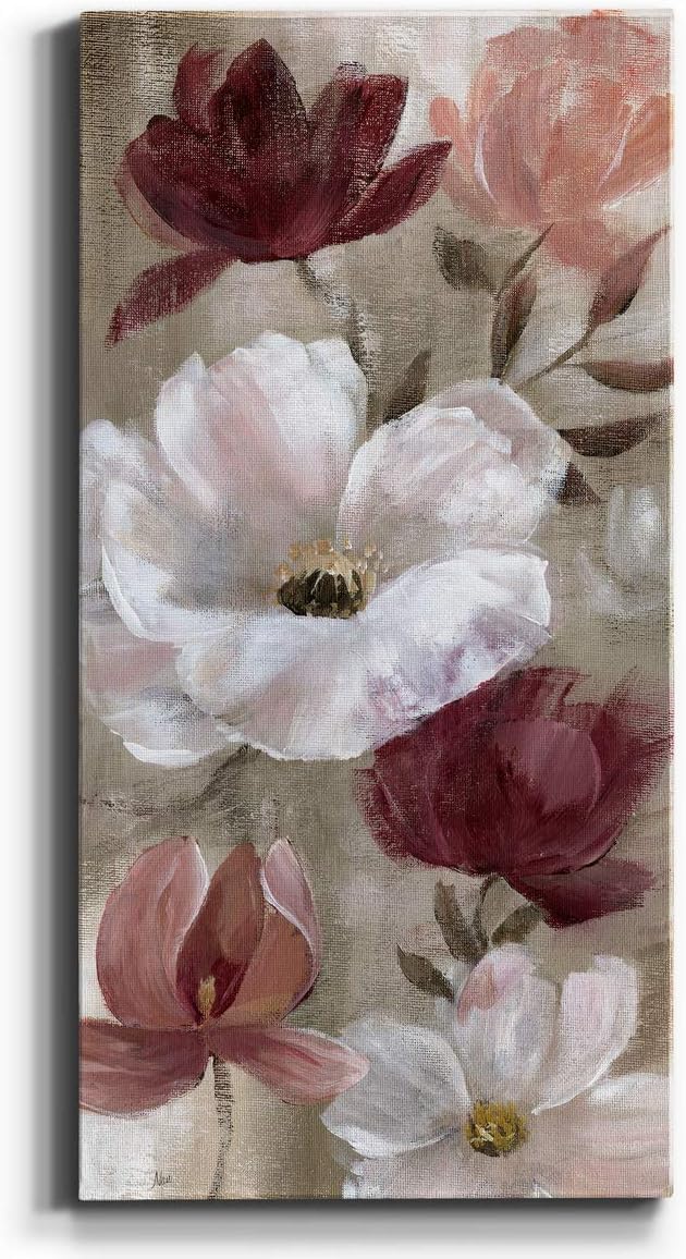 Renditions Gallery Canvas Flower Wall Art Home Paintings & Prints Colorful Rose Garden Glam Modern Romantic Botanical Artwork Decorations for Bedroom Office Kitchen - 8"x16" LT43
