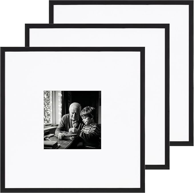 eletecpro 18x18 Picture Frame Set of 3, Display 8x8 with Mat | Gallery Wall Decor, Lightweight & Sturdy, Acrylic Cover, No Acid, More Display Sizes, Ready to Hang, Minimalist Home Decor