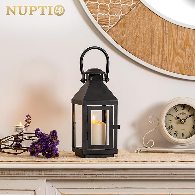 NUPTIO Garden Lantern for Pillar Candles: Vintage Metal Candle Holder