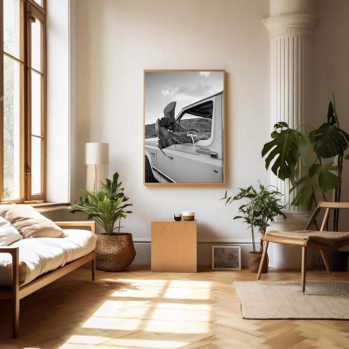 Vintage Black and White Poster Trendy Preppy Picture 16x24 Inch Unframed | Cowgirl Boots Wall Art Vintage Western Wall Art Feminist Print Retro Poster for Living Room Bedroom Dorm Apartment Office