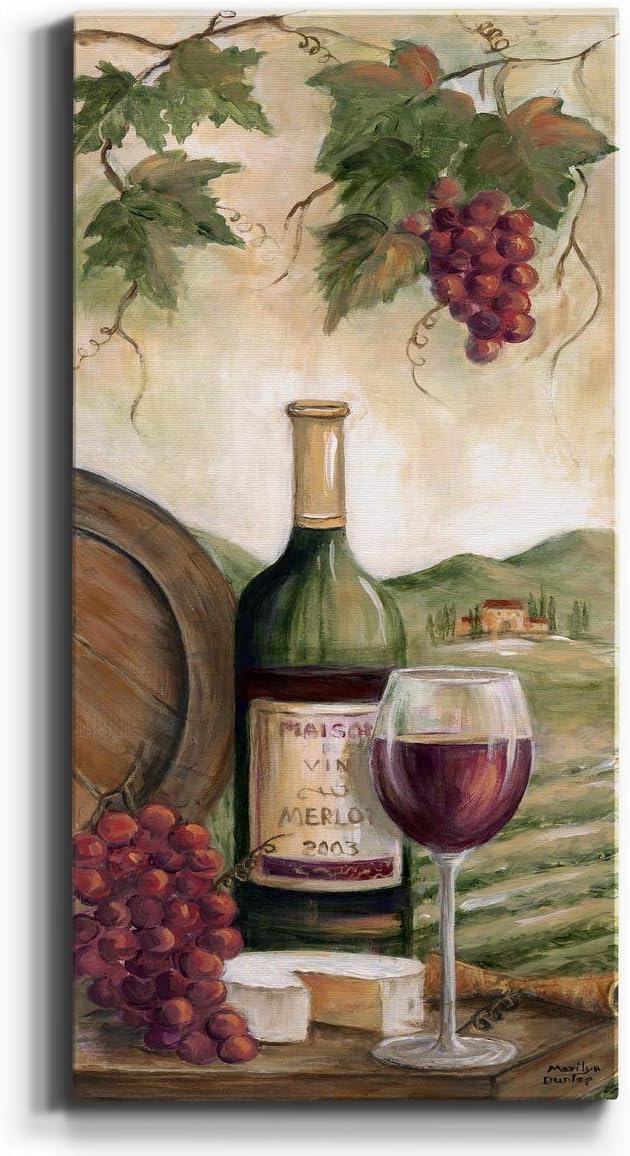 Renditions Gallery Canvas Wall Art Modern Paintings Decorations Country Red Wine Romantic Nature Wall Hanging Vintage Canvas Artwork for Bedroom Office Kitchen Prints - 8"x16" LT43