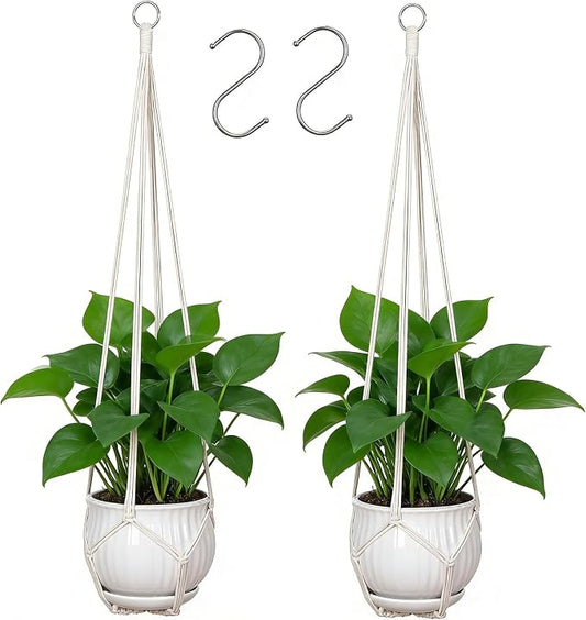 YIBOT 2 Pack 35" Macrame Plant Hangers, Hanging Planters for Indoor Plants