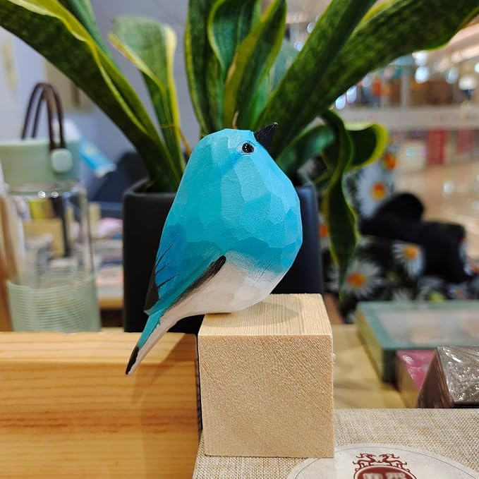 WEAUSUP Hand Carved Wooden Bird Figurine Gift for Bird Lovers