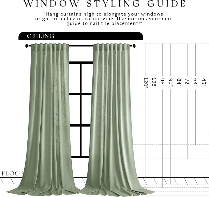Jowels Mist Sage Linen Curtains 84 Inch Long 2 Panels for Living Room | Light Filtering Semi Sheer Curtain, Back Tab Pocket Pleated Look, Boho Farmhouse Textured Privacy Drapes for Bedroom Window