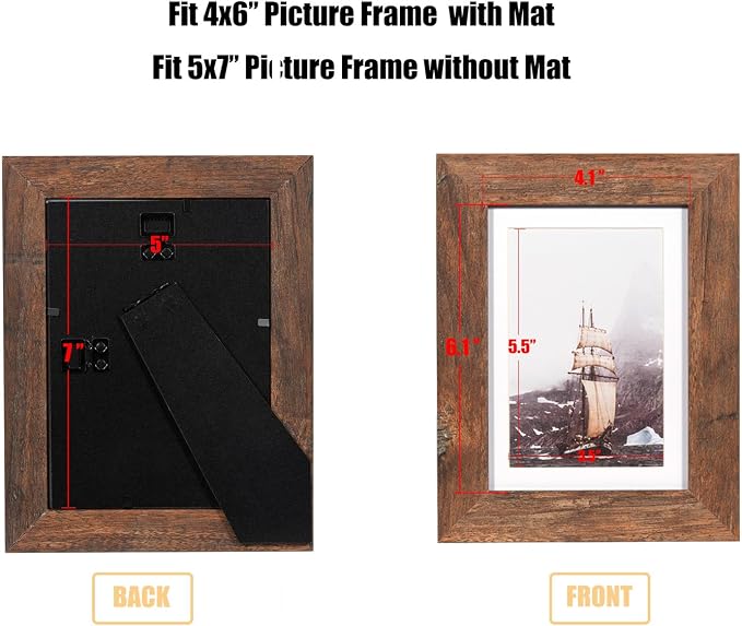 kennethan Rustic Brown 5x7 Picture Frames Wide Molding 3Pcs in 1 set Wooden frame for table and wall,Display for home decoration,holiday gift