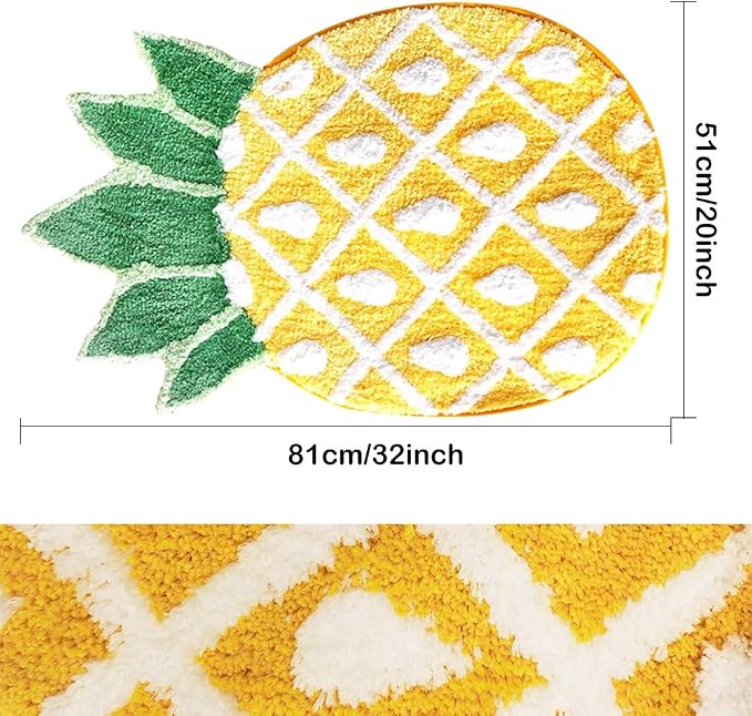 Pineapple Door Mat, Non-Slip Area Rug Cartoon Pineapple Welcome Rug for Home Decor Living Room Bedroom Bathroom Indoor Mat Washable Carpet, 32 x 20 inch