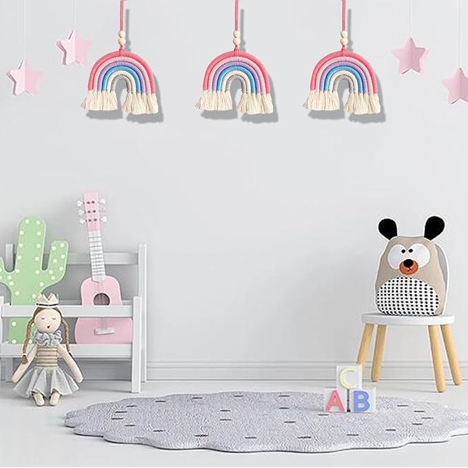 1PCS Colorful Rainbow Wall Decor - Handmade Weaving Ornament Pendant Decoration Wall Decor Hanging Home Decoration (Grey)