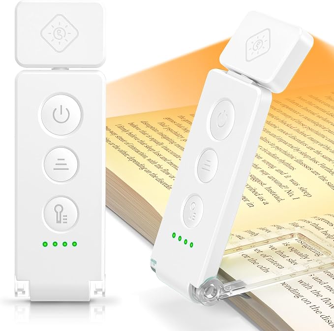 Glocusent Eye-Caring 12 LED Book Light, Compact Rechargeable Reading Light