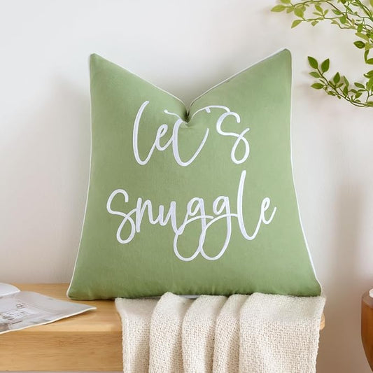 Sunkifover Let's Snuggle Decorative Throw Pillow Cove 18" x 18" Sage Green