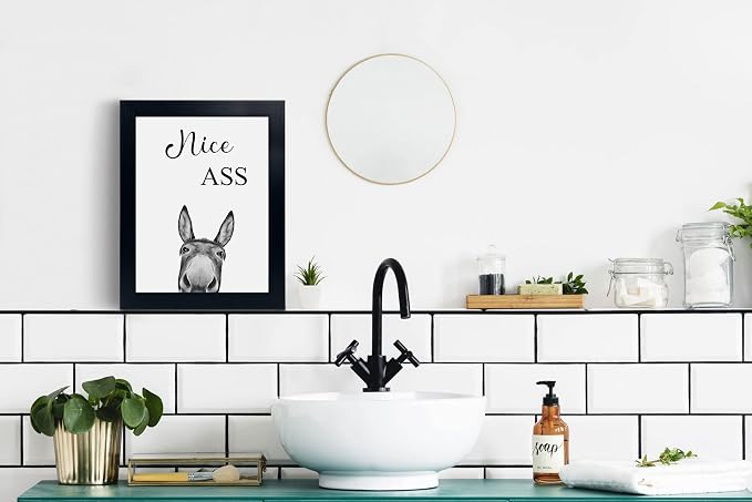 Donkey Animal Prints Toilet Room Decor,Nice Ass Quotes Bathroom Sign, Funny Bathroom Decor Bathroom Signs, Funny Bathroom Wall Art, Bathroom Decor Poster, Toilet Art, Guest Bathroom Wall Decor