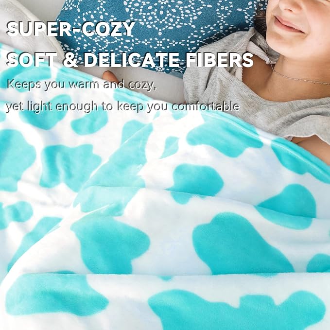 GEULAY Blue Throw Blanket, 50x60 Inches | Warm Fuzzy Fleece, Soft, For Couch Bed, Coastal Living Room Decor, For Adults Kids