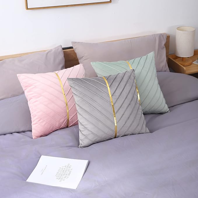 Velvet Throw Pillow Covers 26x26 Pack of 2 Gold Decor Blush Pink