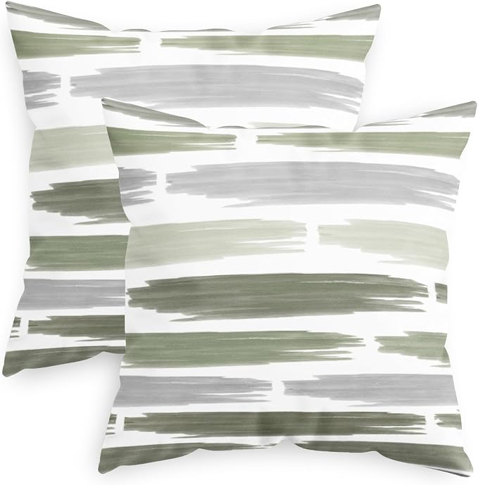 CaliTime Throw Pillow Cases Pack of 2 Cozy Fleece Abstract Geometric Texture Decorative Cushion Covers for Couch Bed Sofa Farmhouse Decoration 18 X 18 Inches Sage Green