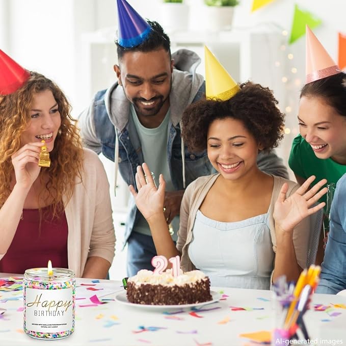 Happy Birthday Candles, Birthday Gifts for Women Mom Sister | Natural Soy Wax Vanilla Cream Scented Candles, Gift Ideas for Her Teacher Friends 30th, 40th, 50th and 60th Birthdays
