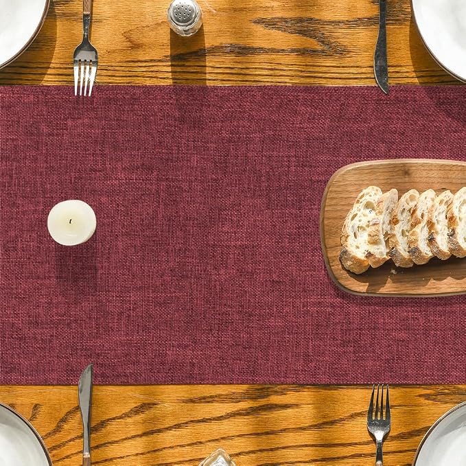 Artoid Mode Dark Red Table Runner, Seasonal Christmas Valentine's Washable Kitchen Dining Table Decoration for Home Party Decor 13x60 Inch