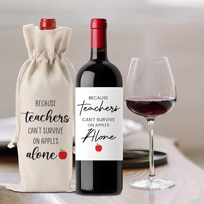 FBCCZEY Funny Teacher Gifts for Women Valentines Day Wine Bag Wine Labels