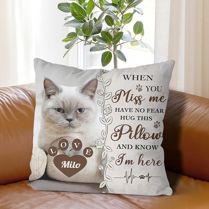 Alienc Personalized Pet Memorial Gifts for Dogs Cats, Custom Pet Memorial Throw Pillow Cover (Optional Pillow Insert), Loss of Dog Sympathy Gift