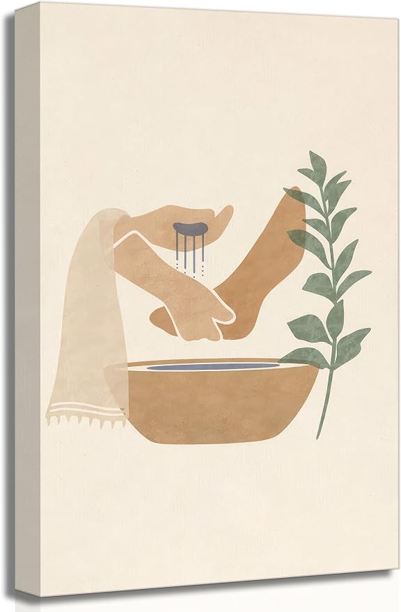 Christian Jesus Canvas Wall Art for Bedroom Living Room Bathroom Home Decor | Boho Religious Bible Story Jesus Washed The Feet Of His Disciples Picture Wall Decor Poster Painting Print