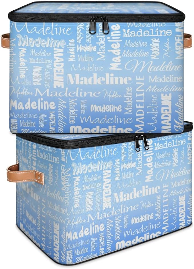 Custom Storage Basket with Name, Personalized Keepsake Box,Blue