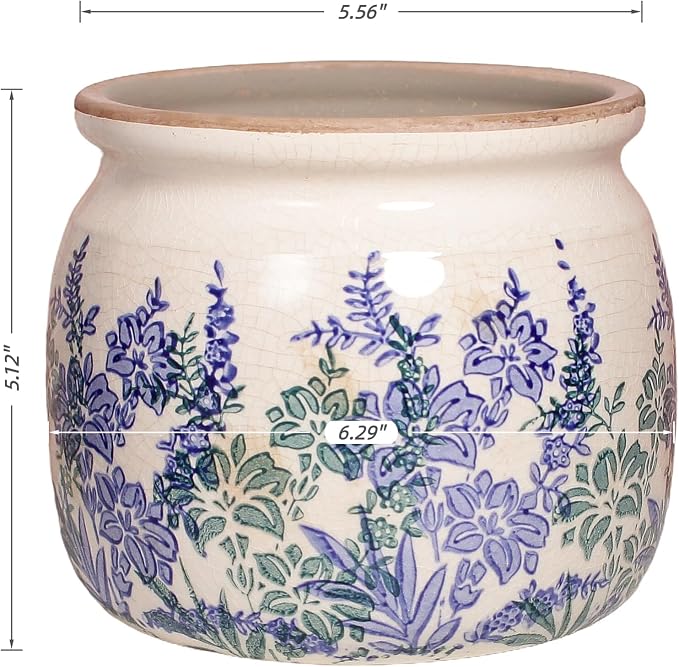 Xiaan Jiaju Pots for Plants, Ceramic Planters for Indoor/Outdoor Plants | 6.29" Round Vase & Plant Pots with Drainage, Vintage Rustic Outdoor Vases for Centerpieces, Home & Porch Decor, Vintage Blue