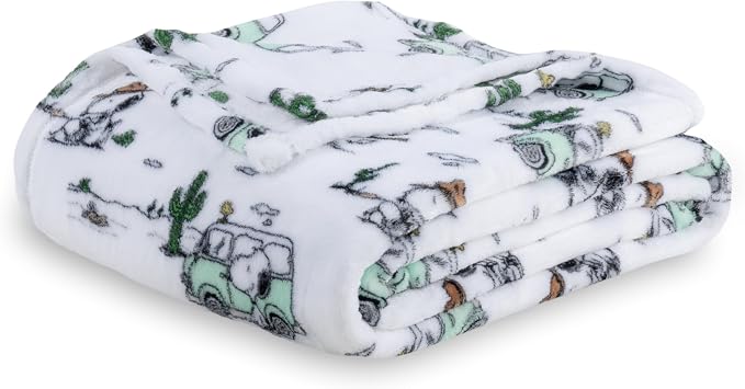 Berkshire Blanket Peanuts® VelvetLoft® Cute Character Snoopy Plush Blanket,Snoopy Desert Travel White,King 90 in x 108 in (Official Peanuts® Product)