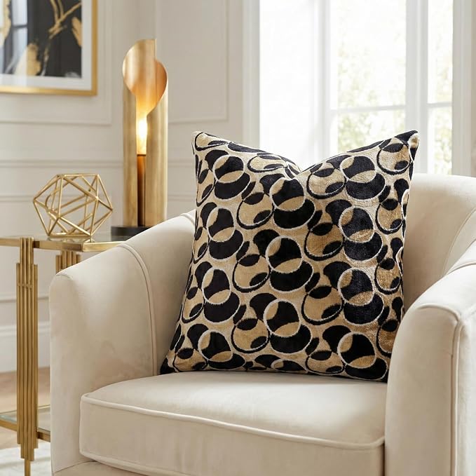 Tache 2 Piece 18 X 18 Inch Square Chic Soft Geometric Velvety Eternal Eclipse Throw Pillow Cover Case Set