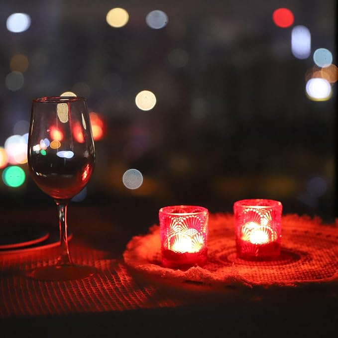 Woho 24pcs Red Votive Candle Holders Boho Style for Christmas Decorations