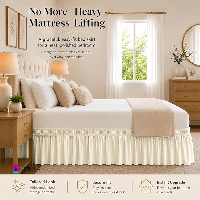 Butter Yellow Full Bed Skirt 15 Inch Drop Elastic Dust Ruffle